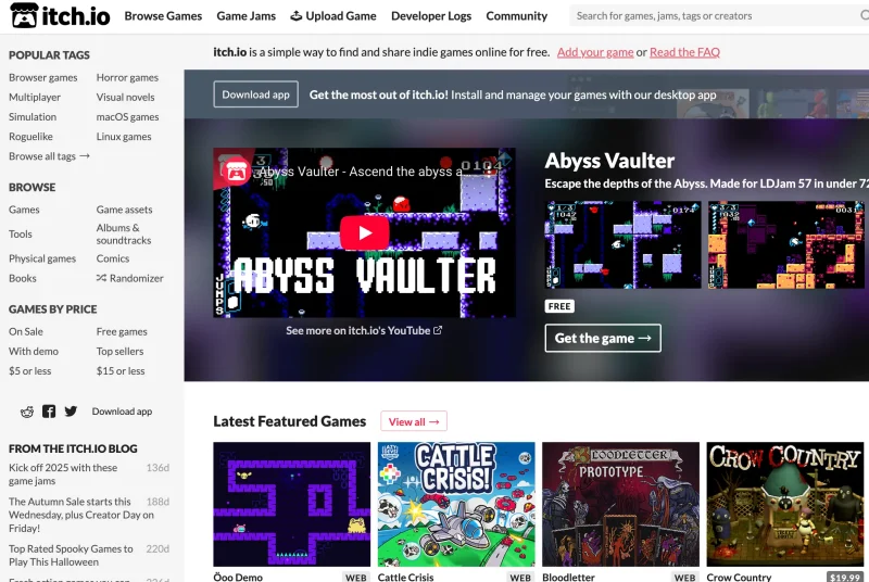 itch.io：独立游戏爱好者的天堂，免费发现与分享的平台-✨️免费用✅️