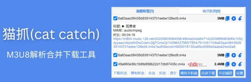 Chrome猫抓 Cat Catch 2.6.2：网页视频抓取神器，新增侧边栏，M3U8解析更强大！-✨️免费用✅️