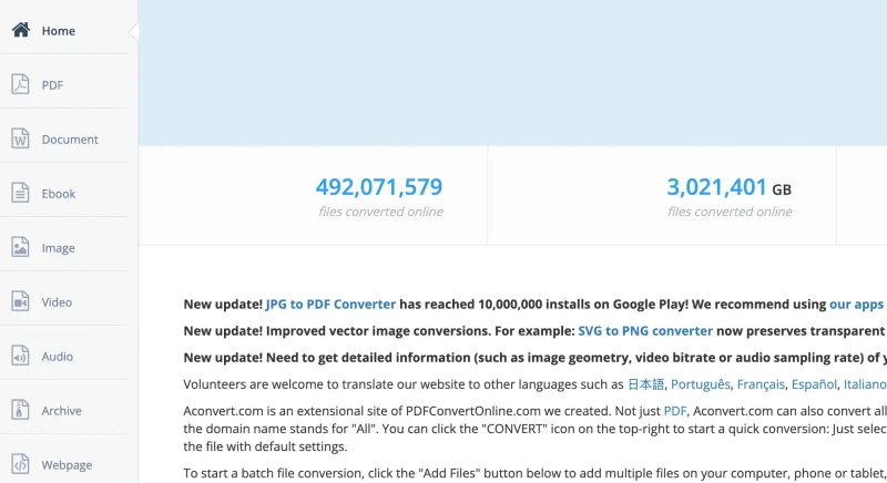 Aconvert.com: JPG to PDF 转换突破千万！免费在线文件转换全能工具-🎉数字奇遇🎉