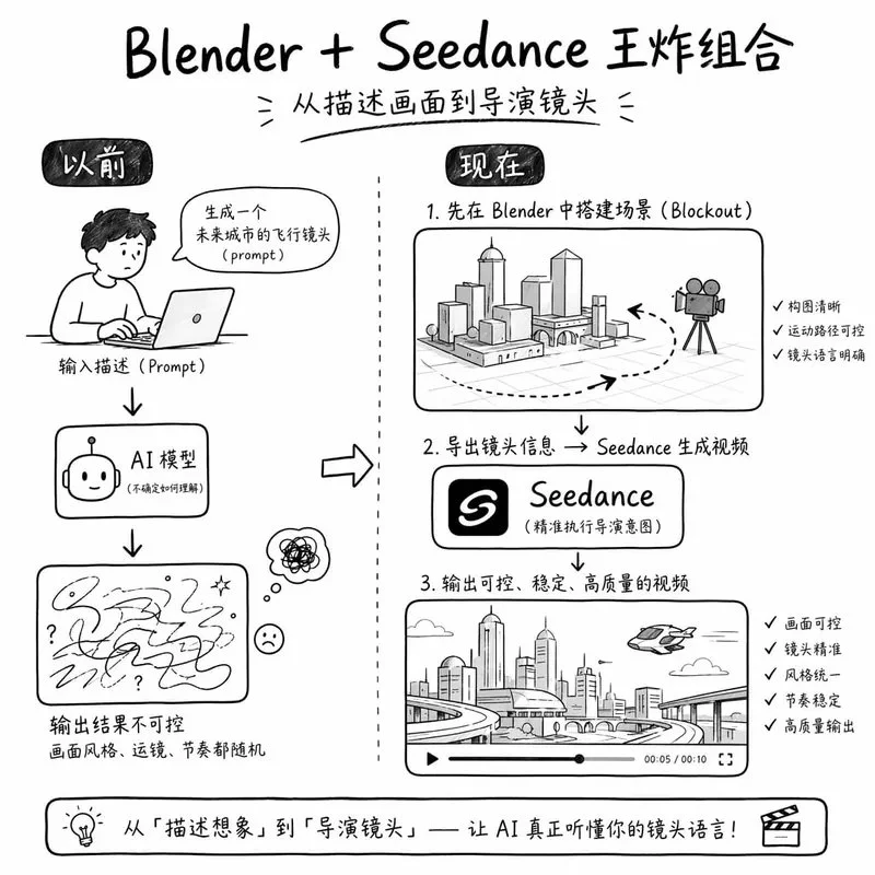 图片[3]-Blender + Seedance：AI 视频导演级精准控制的 20 种玩法深度解析-🎉数字奇遇🎉